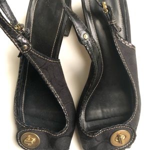 Black Coach Jacque Turn-lock Sandal Size 8.5